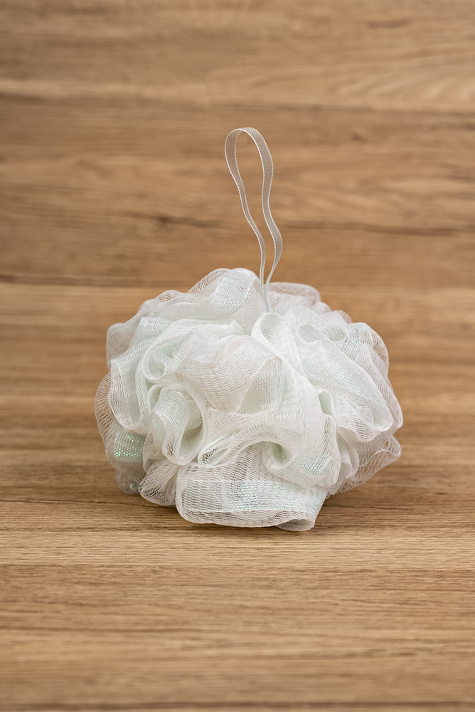 White-Green Gold Thread Bath Sponge
