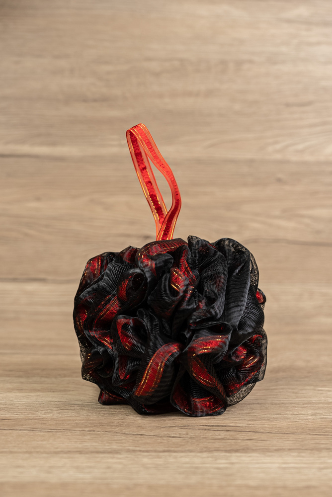 Black-Red Gold Thread Bath Sponge