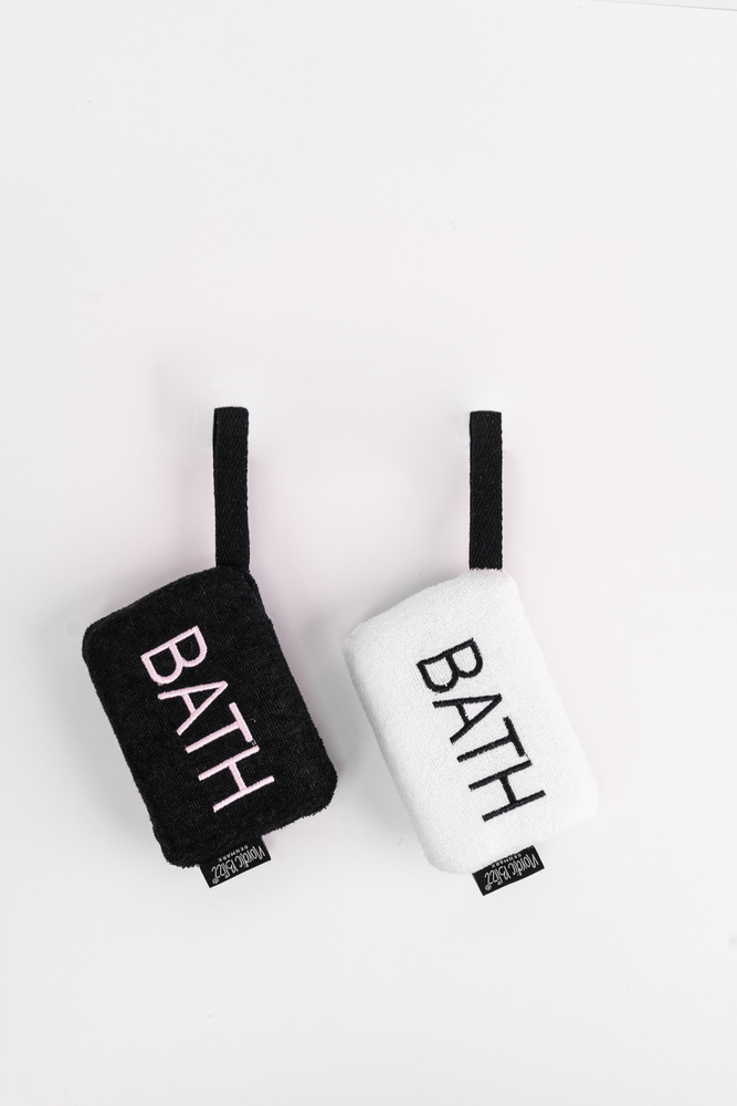 Square Bath Sponge With Embroidery