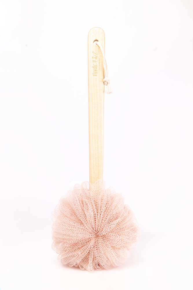 Bath Sponge With Long Wooden Handle