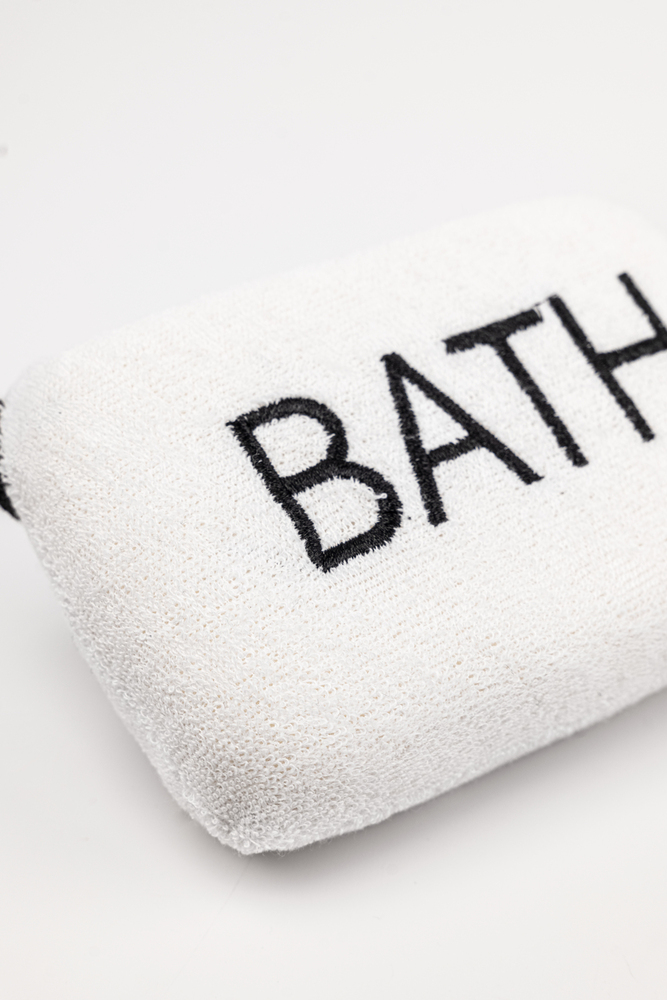Square Bath Sponge With Embroidery