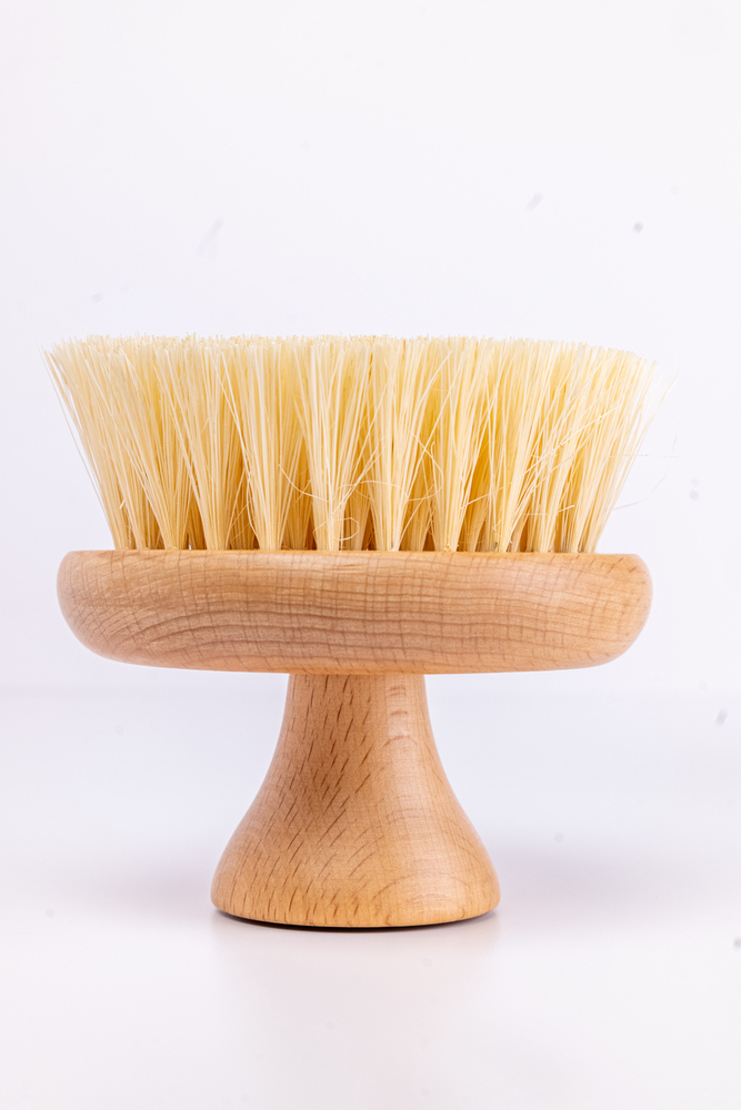 Bath Scrubber With Short Wooden Handle