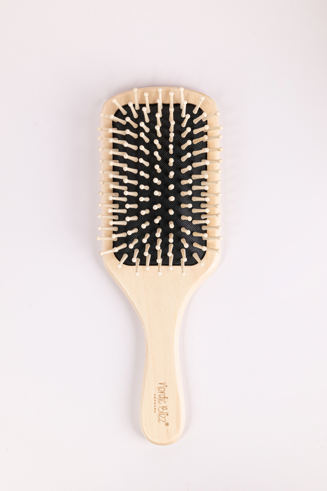 Square Hair Brush With Wooden Paddle