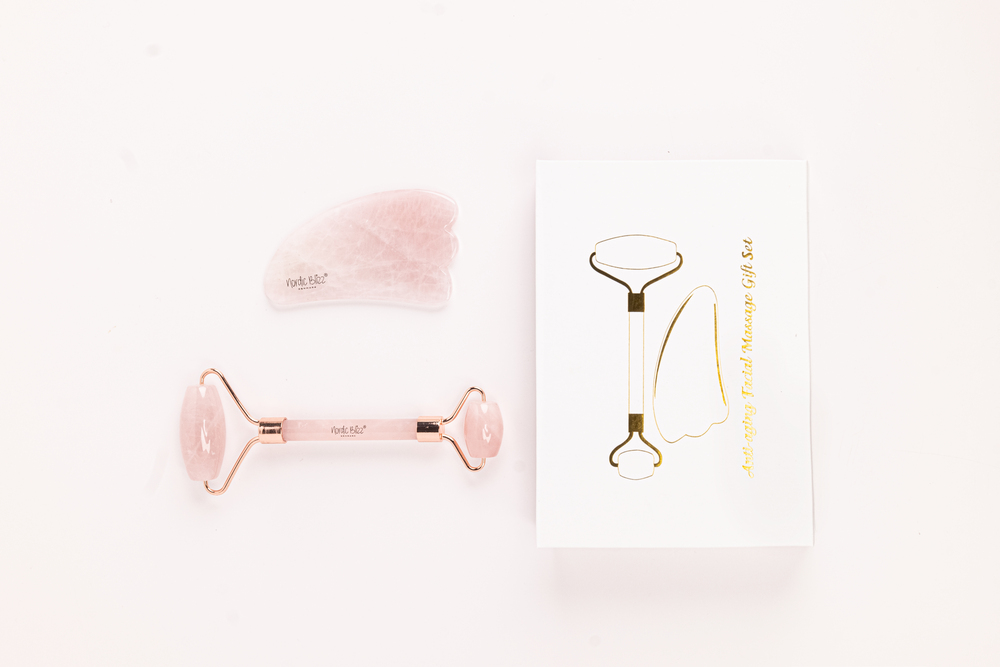 Pink Crystal Massage Roller And Scraping Board Set