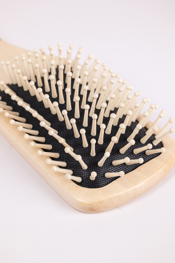 Square Hair Brush With Wooden Paddle