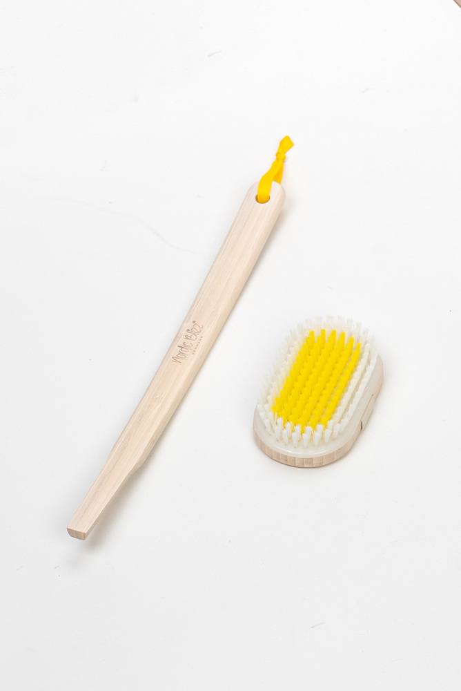 Removable Long Handle Bamboo Bath Brush