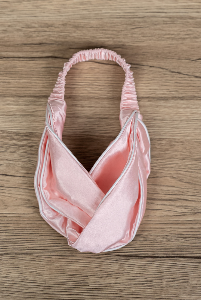 Pink Satin Crossover Headband