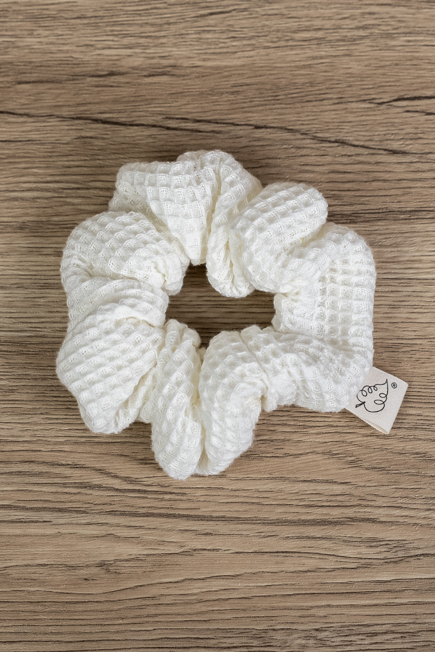 White Waffle Cotton Hair Tie