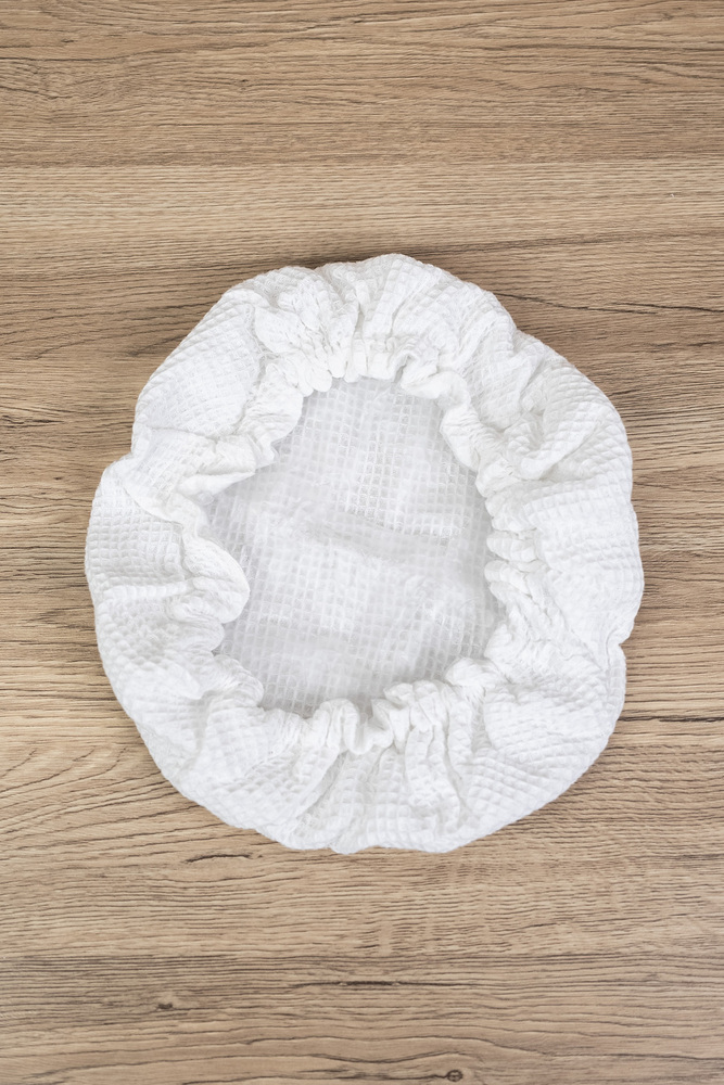 White Waffle Cotton Shower Cap