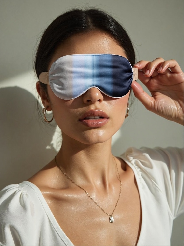 Blue-White Gradient Satin Sleep Mask