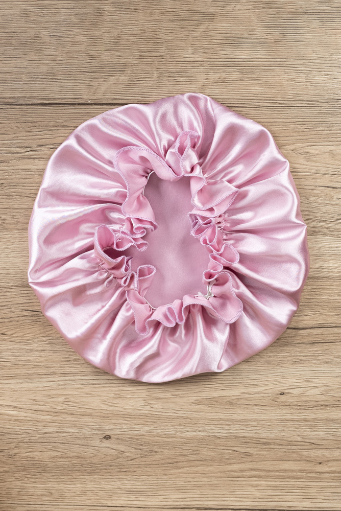 Double Layer Pink Satin Sleep Cap 4