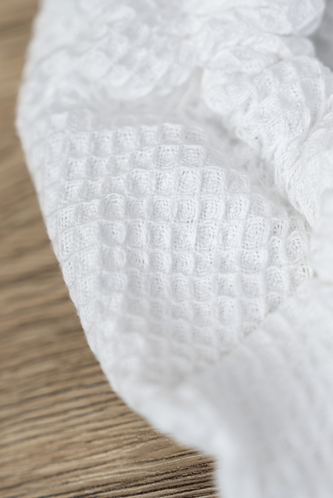 White Waffle Cotton Shower Cap