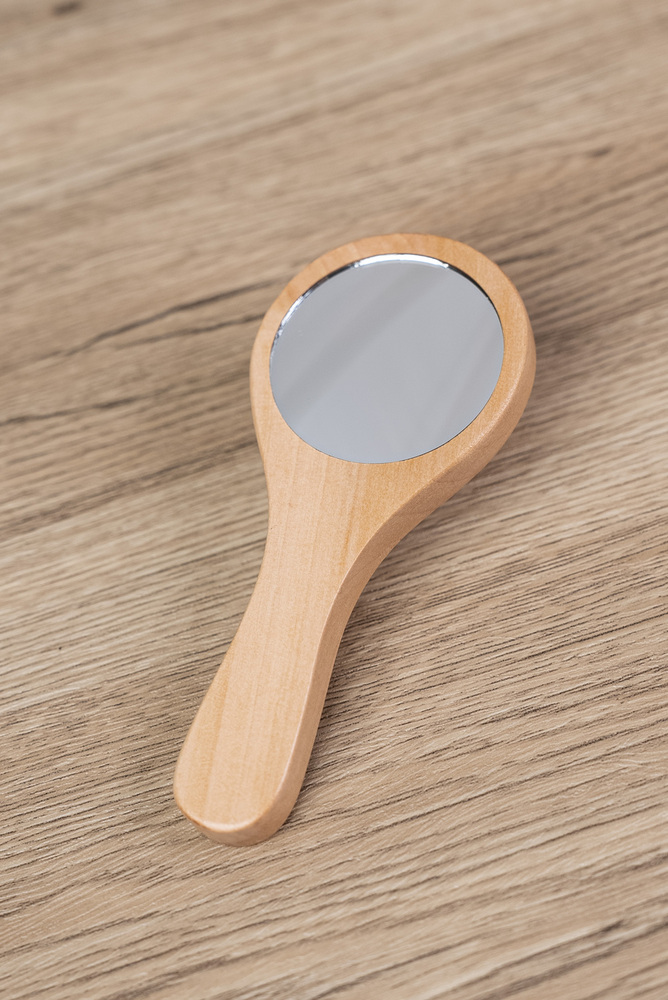 Wooden Handle Handheld Makeup Mirror