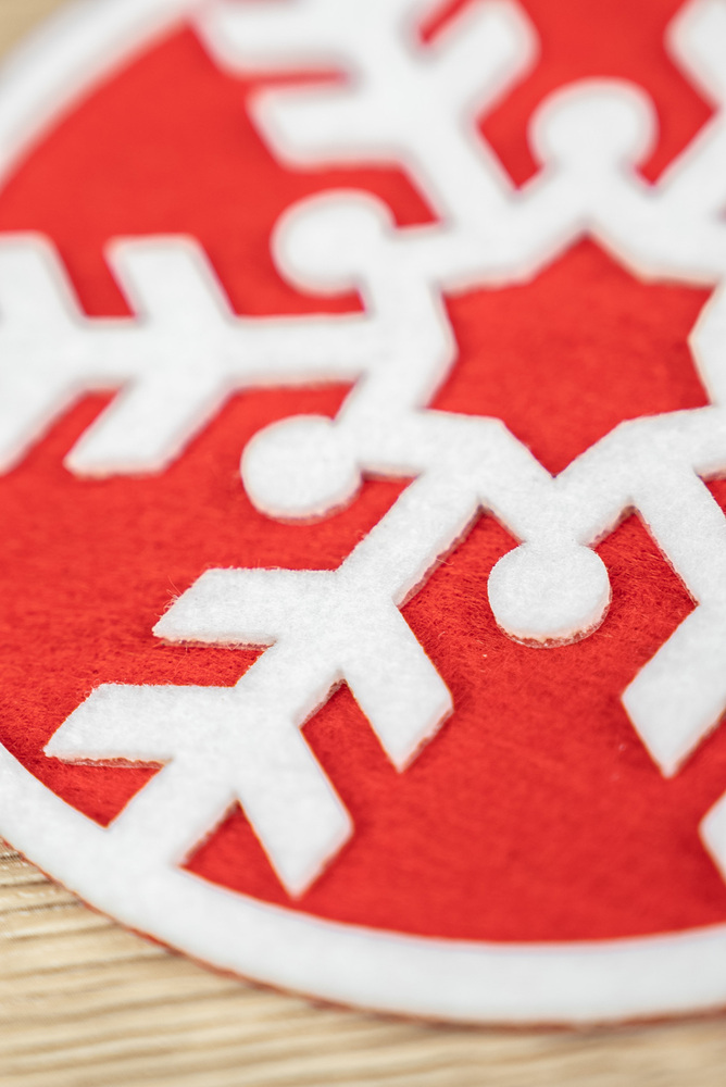 Festive Red Felt Christmas Coasters