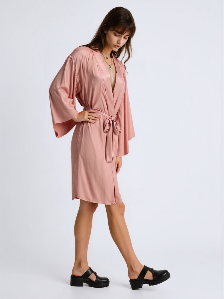 Blush Pink Satin Night Robe 