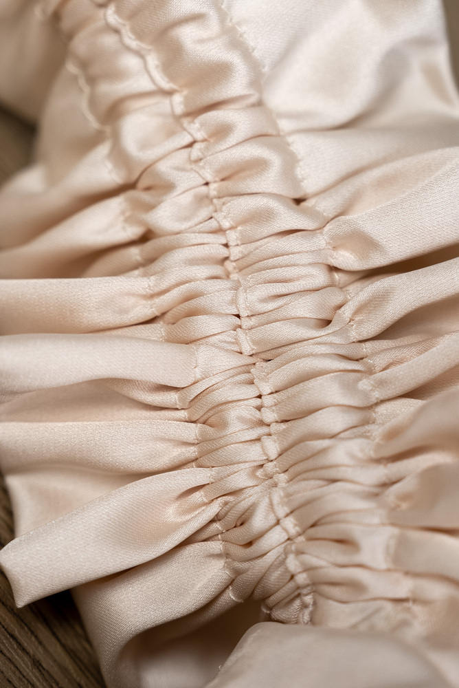 Pearl White Satin Drawstring Pouch